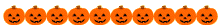 a line of pixelated pumpkins